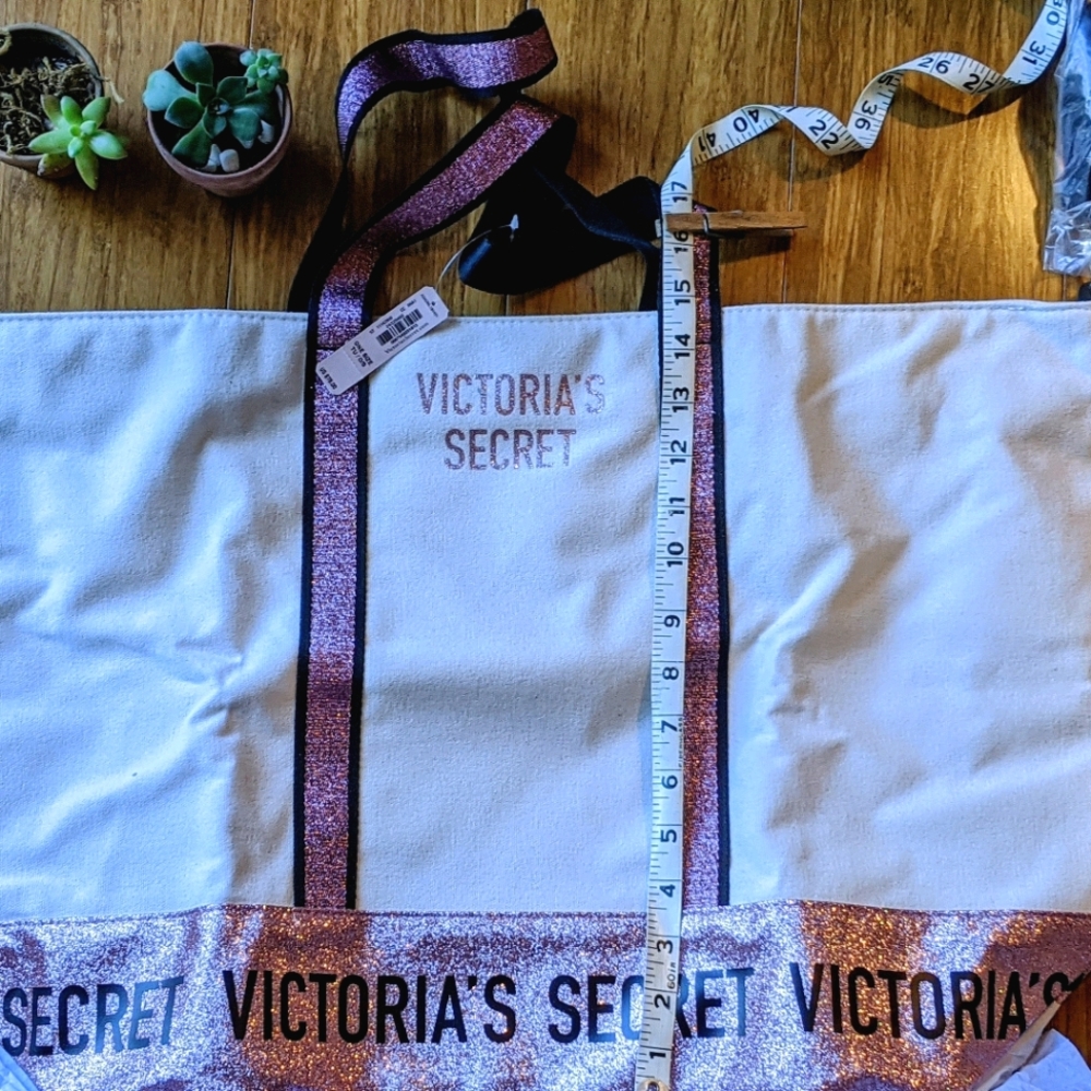 NWT Victoria Secret pink sparkle canvas tote